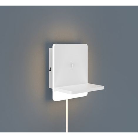 LED Wandleuchte FAIRFIELD Weiß mit Stecker, Schalter & Ladefunktion, Höhe 20cm