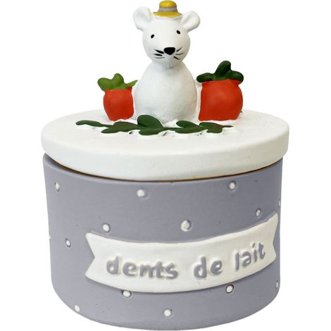 Petite boite à dents de lait souris Gabrielle gris bleu (1/2)