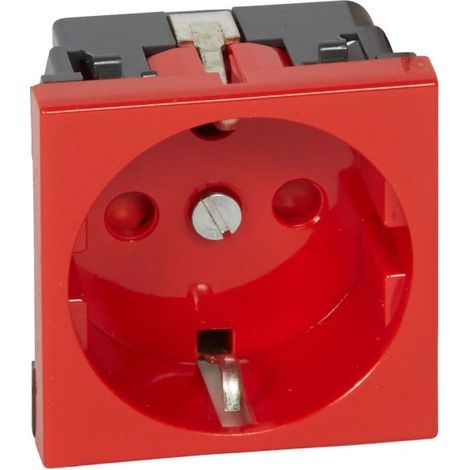 Legrand 077214 Mosaic Standard German-Style Outlet - 2P+T - 2 modules - red with polarity-coded pins