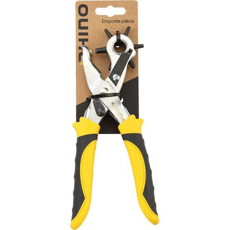 Pince perforatrice, pince emporte-pièce, poiçonneuse à positions 220 mm - 6 positions : Ø 2.5 à 5 mm - Pour cuir, ceinture, bracelets etc… - Longueur 220 mm (1/5)