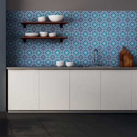 Sticker Mural Carrelage adhésif Cuisine Salle de Bain - 60 STICKERS CARRELAGES AZULEJOS AGALAIA - 60stickers10x10cm (1/5)