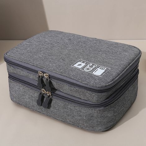Sacoche numérique double couche, grande capacité, étanche, portable et multifonctionnelle, pour câbles de données, idéale pour les voyages et les activités de plein air. Dimensions : 23,5 x 16,5 x 9 c (1/5)