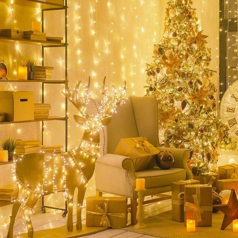 Rideau Lumineux, 100M Guirlande lumineuse, jaune Lumière,Décoration pour intérieur et extérieur, Etanche IP44,Vacances Fête De Mariage Fée Guirlande Lumière (800LED) (1/5)