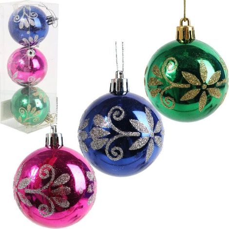 Set di 3 palline decorate colorate da 7 cm (1/5)