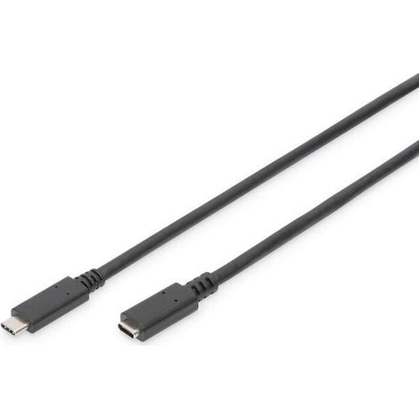 Digitus  Cable de extensión USB-C  Hembra  USB-C de 24 pines  Macho  Negro  USB-C de 24 pines  2 m (1/4)