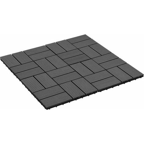 Lot de 22 dalles de terrasse noires en WPC de 30 x 30 cm (1/5)