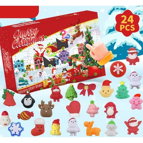 Adventskalender 2024, 24-tägiger Countdown bis Weihnachten mit 24 Mochi-Squishy-Spielzeugen für Kinder von 3-9 Jahren, Gastgeschenk und Weihnachtsdekoration (26 cm x 21 cm) (1/5)