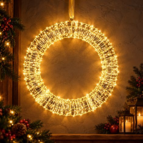 Ghirlanda Natalizia 3D in Metallo con 960 Luci LED Diametro 38 cm da appendere (1/5)