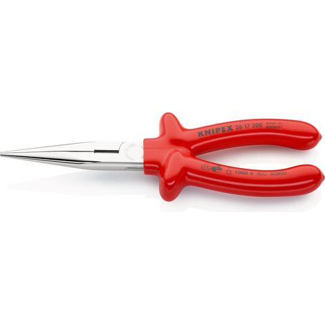 KNIPEX 26 17 200 Pinza per meccanica - con becchi mezzotondi con tronchese (pinza a becchi di cicogna) isolati ad immersione, collaudati VDE cromata 200 mm