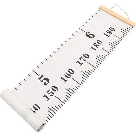 Medidor de altura de pared para niños, Regla de altura, Tela de lona y madera, Cinta métrica decorativa, Regla, 200x20 cm, Blanco (1/5)