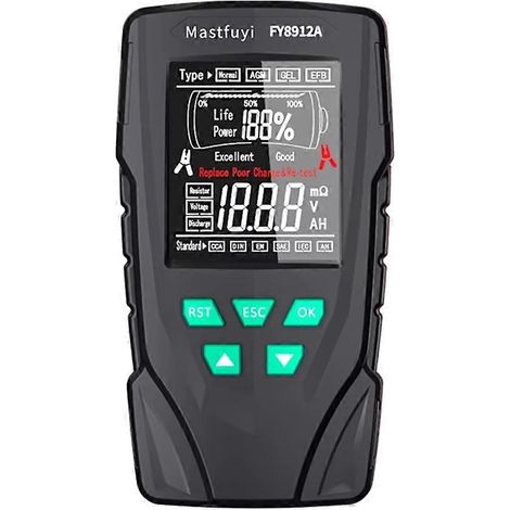 MASTFUYI FY8912A Batterietester für Autos, Motorräder und LKWs (12V/24V), Last- und Startanalysator (50-2000 CCA). (1/5)