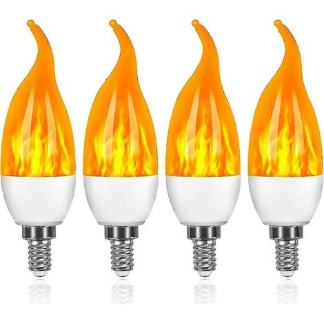 Filiyano-Lot de 4 ampoules LED E14 3W avec effet flamme et 3 modes d'éclairage, ampoule décorative[ht] (1/5)