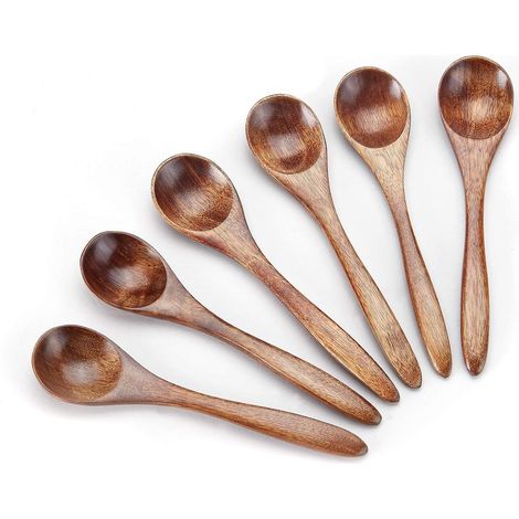 cucharas pequeñas de madera, cucharillas pequeñas de madera, utensilios de madera para servir en la cocina, cucharas pequeñas para condimentos (1/5)
