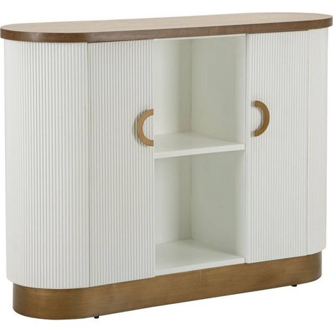Buffet Ferrule, Bahut 3 Étagères, 6 Compartiments, 41x121x90h cm Blanc (1/5)