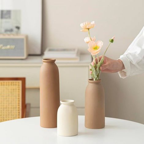 Set de 3 vases en céramique - Lot de 3 - Grès émaillé style terre - Pour fleurs séchées et déco - Sa UMD DESSIN ANIME - UMD ANIMATI (1/5)