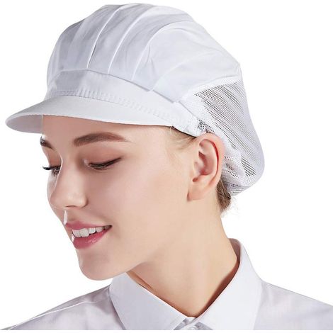 3 Pcs Chapeaux de Chef élastiques, Chef Chapeaux Cuisine Demi Maille Élastique Respirant Baker Filet À Cheveux Femmes Cuisine De Restauration Filet À Cheveux de Cuisinier, Blanc (1/5)