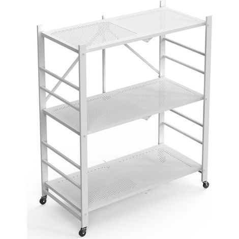 Scaffali Cossato, Ruote, 3 Ripiani, Peso Supportato 40 kg, 71x38x87h cm Bianco