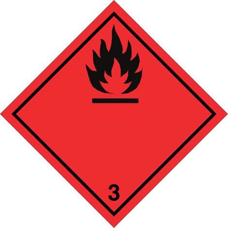 Étiquette ADR liquides inflammables - Taille: 100x100 mm - Materiel: PVC