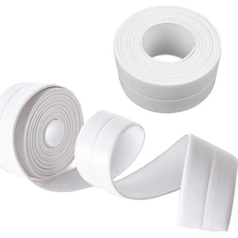 Dichtungsstreifen, selbstklebendes Band, wasserdicht, schimmel- und kakerlakenabweisend, für Badewanne/Badezimmer/Ecken usw., 38 mm × 3,2 m - Weiß (2er-Pack) (1/5)