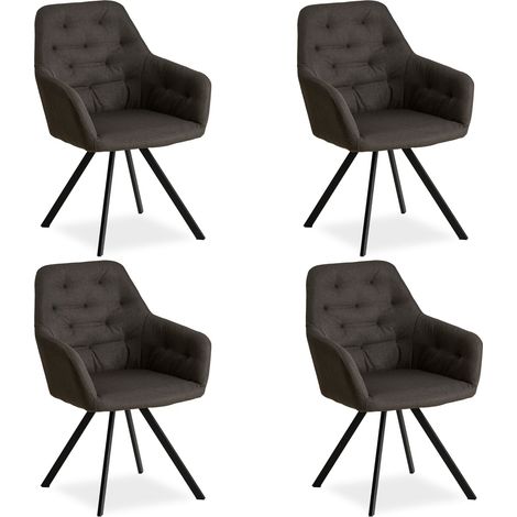 Set 4 sedie sala pranzo soggiorno con comodo rivestimento color antracite CDS06206
