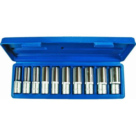 SET SERIE BUSSOLE ESAGONALI 10pz 1/2″ 10-24mm LUNGHE KIT CHIAVI Cr-V
