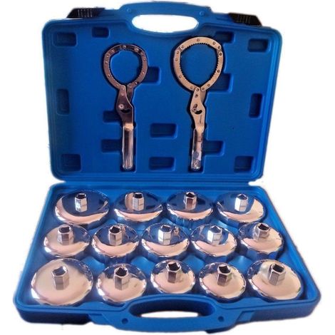 TRADE SHOP - Set Chiave A Tazza Per Filtro Olio 16 Pz Auto Universale Attrezzo Officina -