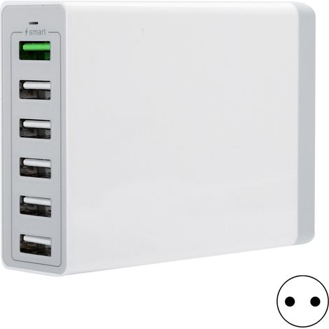 6-Port-USB-Reiseladegerät, effizienter und sicherer Schutz, 100–240 V, weiß, kompakt und multifunktional (1/5)