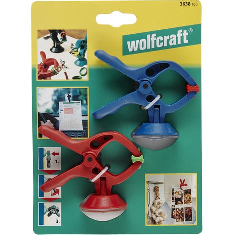 wolfcraft 2 morsetti a molla MINI 30 con ventosa I 3638100 I L'aiuto pratico – ideale per lavori in casa, hobby e progetti fai da te (1/2)