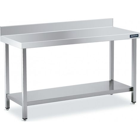 Table Adossée en Inox avec 1 étagère Profondeur 550 mm - Distform