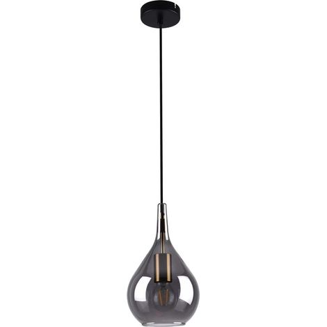 Hängelampe Deckenleuchte Pendelleuchte Esszimmerleuchte Metall Glas Schwarz