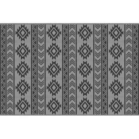 Tapis, en plastique, imperméable, gris, 182 x 274 cm, pour jardin et terrasse, pour terrasse, format pratique, style moderne et facile à associer