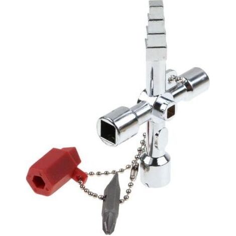 Outils Clé à 4 pans, clé à triangle carré, clé universelle, alliage de zinc, clé triangulaire, clé de tableau pour ouvrir le tableau électrique, tableau électrique, compteur d'électric (1/5)