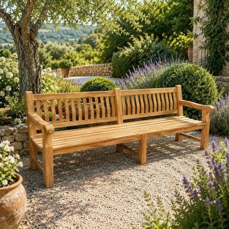 Banc de jardin en bois de teck 250 cm LORCA (1/5)