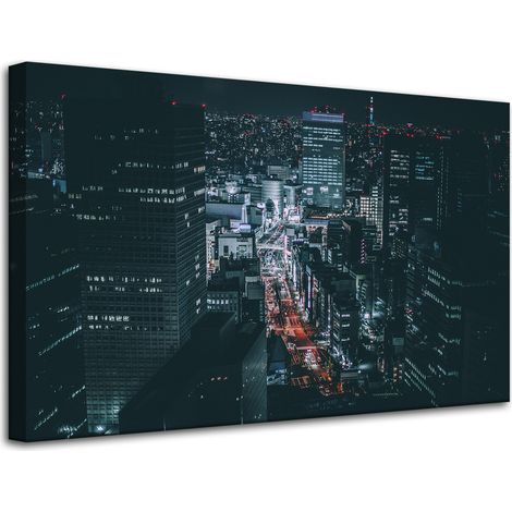 Lienzo impreso Arquitectura de Tokio de noche 80 x 50 cm