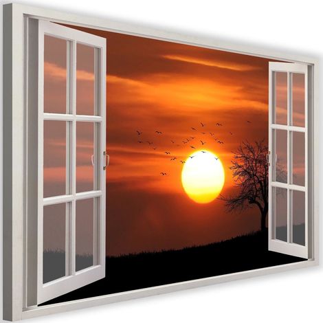 Tableau fenêtre, coucher de soleil 2 - 120 x 80 cm (1/5)