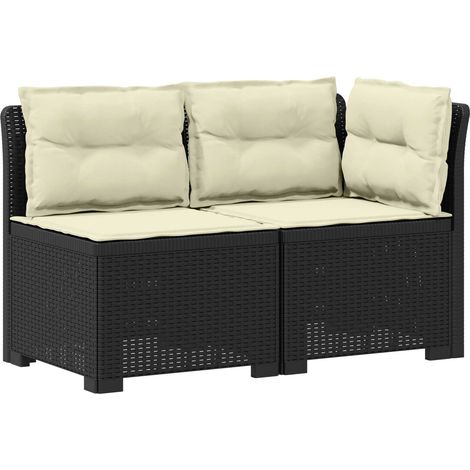 Maison Exclusive - 2-Sitzer Garten-Sofa mit Kissen Rattan-Look PP (1/5)