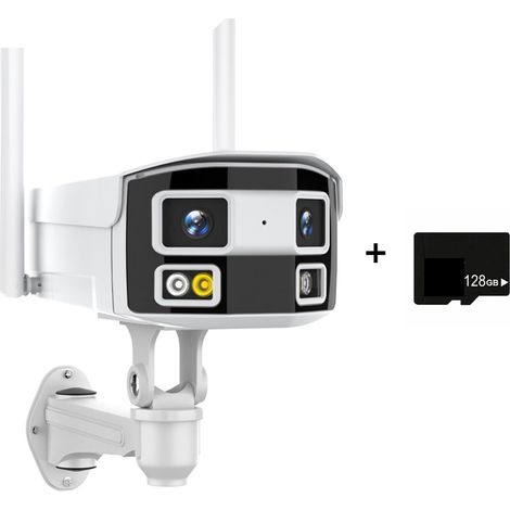 Caméra de sécurité à Domicile 8MP 180 ° Double Objectif caméra IP 2K 4MP POE caméra de sécurité panoramique 4K détection Humaine Balle caméra Surveillance extérieure NVR(8MP WiFi with 128G) (1/5)
