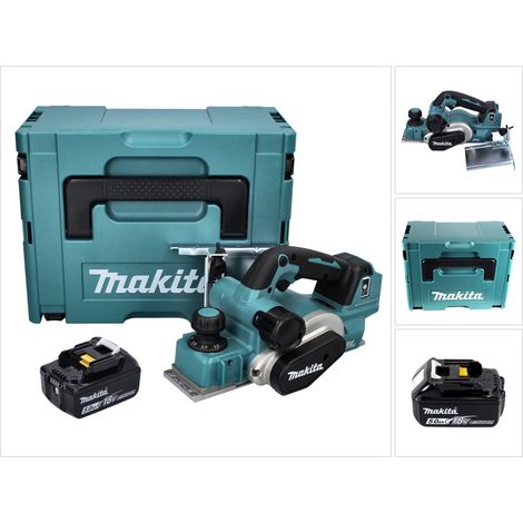 Makita DKP 181 T1J Akku Hobel Falzhobel 82 mm 18 V Brushless + 1x Akku 5,0 Ah + Makpac - ohne Ladegerät