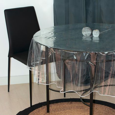 1 Nappe Ronde Transparente, 300 Microns, Diamètre 180 Cm, Protection Table, Salon