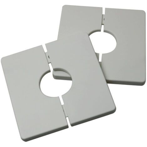 – Lot de 2 cache-tuyaux carrés autocollants en PVC – Base auto-adhésive – Surface lisse noire – Pour tuyau de douche 33 mm (1/4)