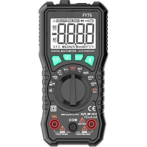 Multimètre numérique FY76 6000 Points AC/DC Tension Courant Résistance Ohm LCD Rétroéclairage Détecteur d'électricien (1/5)