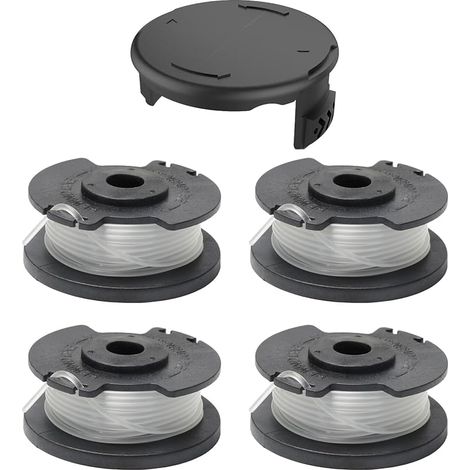 Lot de 4 Bobines de Fil de Rechange pour Coupe-herbe GE-CT 18/28 Li, Bobine de Fil de Rechange en Nylon pour Coupe-herbe Sans Fil GE-CT 18/28 Li TC, + 1 Couvercle de Bobine TLE-03-1 (1/5)