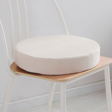 Ecleanfy - Coussin de chaise rond - AIMOONSA - Blanc plomb - 45x45x8 cm - Housse amovible - Antidérapant (1/4)