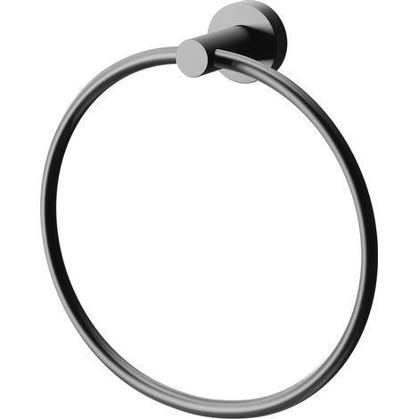 Colore Matt Black Industrial Style Wall Mounted Towel Ring (1/5)