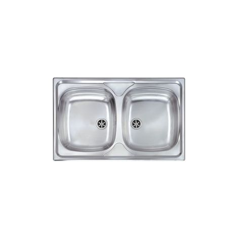 CM 011542XCSSX Mondial Lavello ad incasso 2 vasche rettangolare in acciaio inox satinato (79x50x15 cm) colore Acciaio inox (1/5)