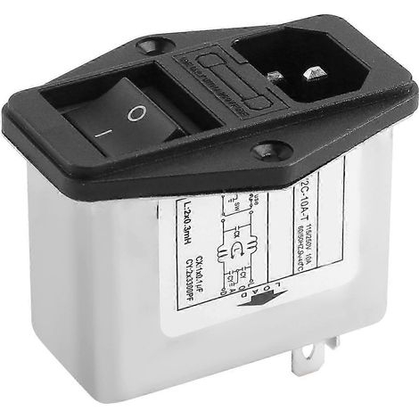 Bornier soudable IEC 320 C14 avec filtre EMI, interrupteur à bascule et porte-fusible (1/5)