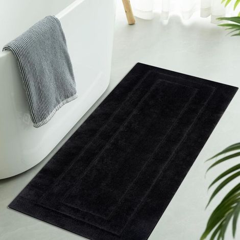Rutschfeste, weiche, saugfähige, maschinenwaschbare Bade- und Duschmatte, 60 x 120 cm, schwarz (1/5)