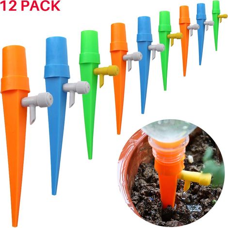 12-teiliges selbstbewässerndes Tropfbewässerungsset für Urlaub/Haus/Gewächshaus – Orange/Himmelblau/Hellgrün (1/5)