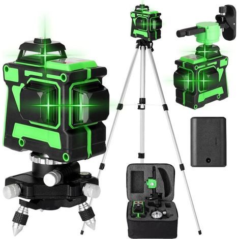3D Laser Level with 12 Lines - Dual 360° Horizontal/Vertical - 120° Swivel - 1.2m Tripod - Ideal for placo & Interior Design (1/4)