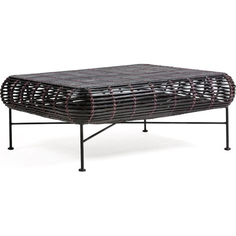 Table salon chic métal tressé design unique - Noir tressé avec nuances violettes (1/3)